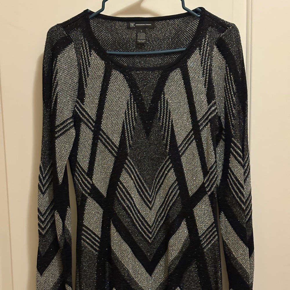 INC International Concepts Metallic Black and Silver Sweater